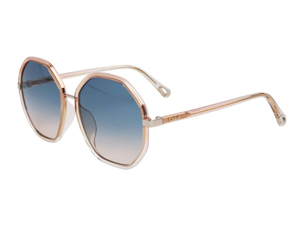 Lunettes de soleil Chloé CH0133SA Franky orange portées par une femme élégante